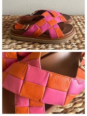 ALOHAS marshmallow scacchi leather sandals pomelo orange magenta woven 38 7.5 8